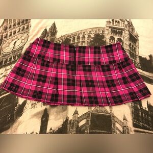 NWOT Plaid Checks Hot Dolly Mini Skirt Pink & Black PHAZE SIZE UK 14 / US 10 XL